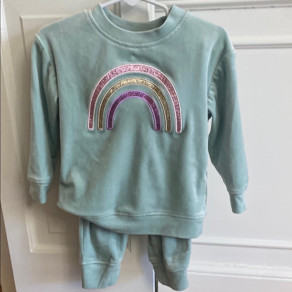 Kids' Mint Green Rainbow Sweatshirt and Pants Set